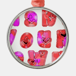 Make Your Own Hearts Art Print Design Metal Ornament