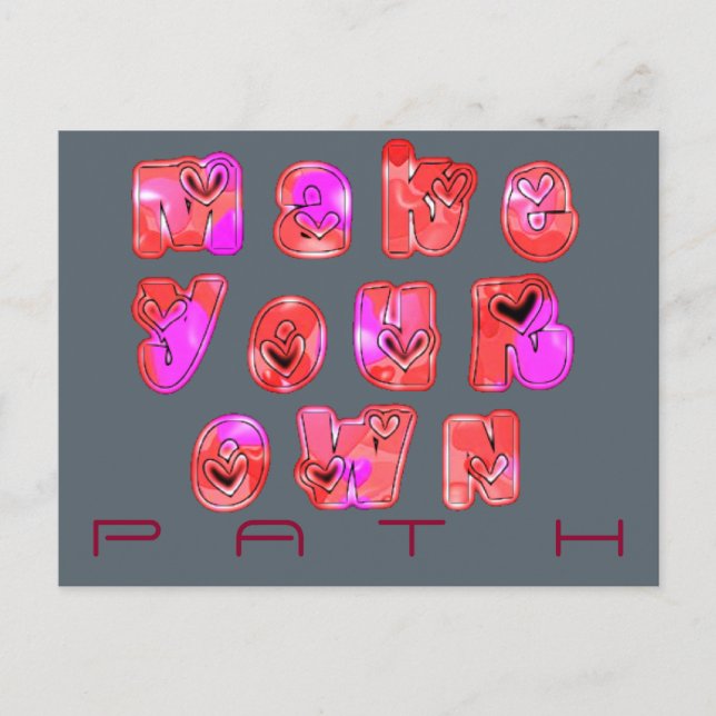 Make Your Own Hearts Art Print Design Postcard (Front)