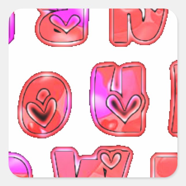 Make Your Own Hearts Art Print Design Square Sticker (Front)