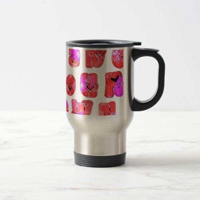 Make Your Own Hearts Art Print Design Travel Mug (Right)
