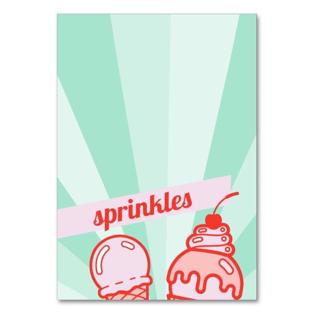 Make your own Ice Cream Bar Topping Table Tent  Number (Front)