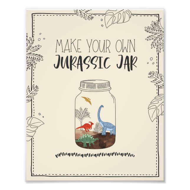 Make Your Own Jurassic Jar Dinosaur Birthday Sign (Front)