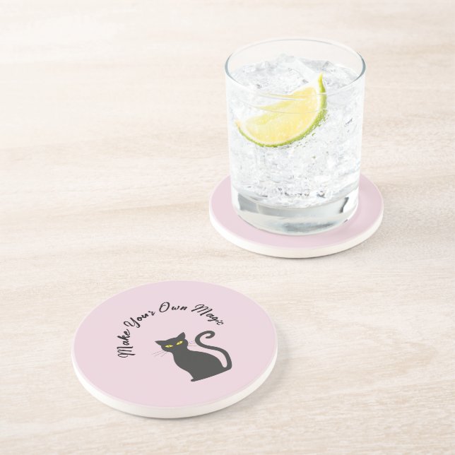 Make Your Own Magic Cute Black Cat   Coaster (Side)