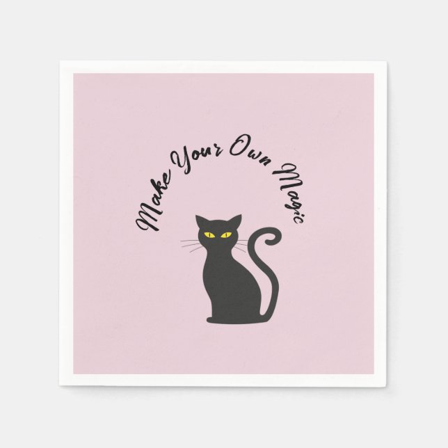 Make Your Own Magic Cute Black Cat   Napkin (Front)