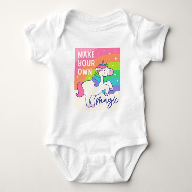 Make Your Own Magic | Cute Unicorn Baby Bodysuit (Front)