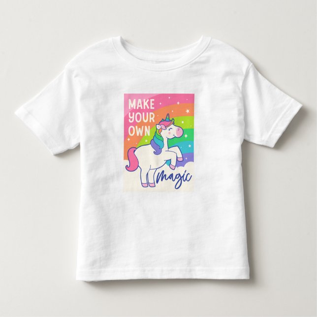 Make Your Own Magic | Cute Unicorn Toddler T-Shirt (Front)