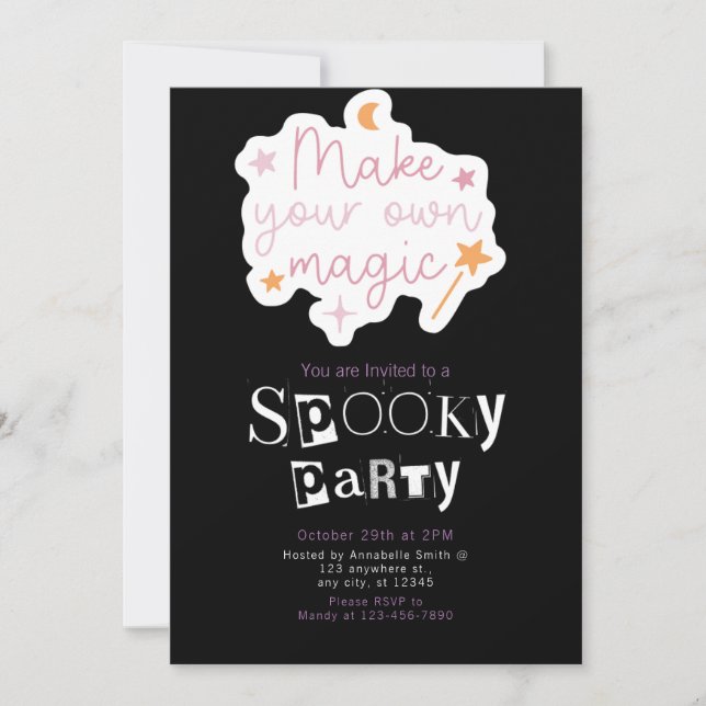 Make Your Own Magic Modern Minimalist Halloween Invitation (Front)