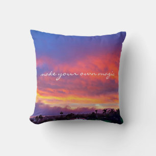 Make Your Own Magic Orange Yellow Sunset Photo Cushion