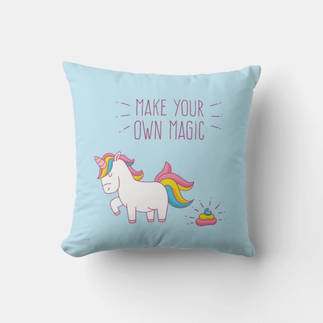 Make Your Own Magic Unicorn Poop Throw Pillow (Front)