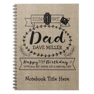 Make Your Own Number 1 Dad Birthday Cute Monogram Notebook