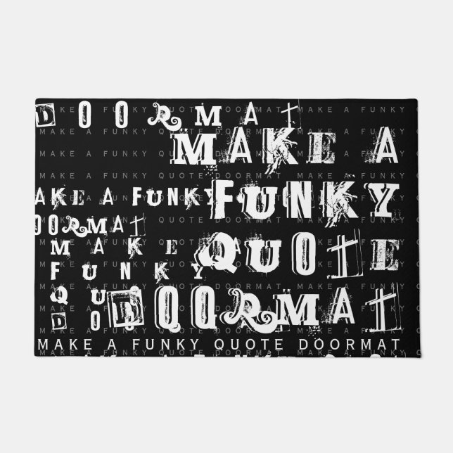 Make Your Own Personalised Funky Quote | Black Doormat (Front)
