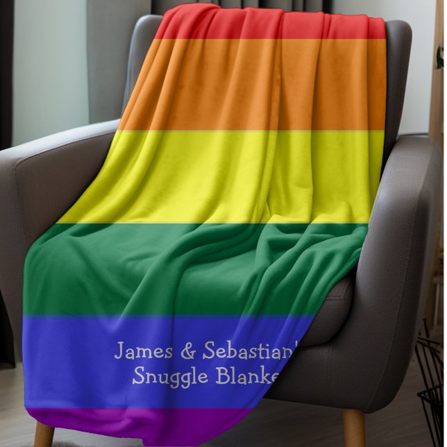 Make Your Own Personalised Gay Pride Flag Fleece Blanket (Personalized colorful LGBT Gay Pride rainbow pride blanket from Ricaso. cosy throw for couples)