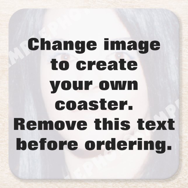Make your own personalised photo square paper coaster (Front)