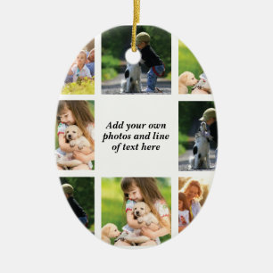 Make your own photo collage and text  ceramic ornament