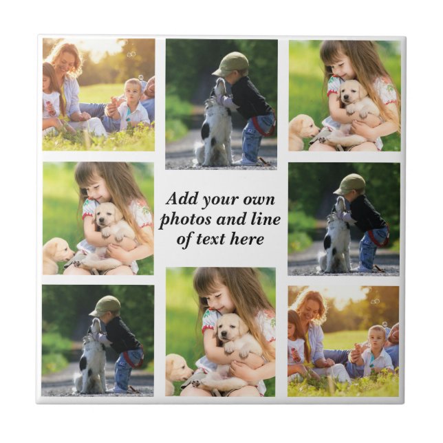 Make your own photo collage and text  ceramic tile (Front)
