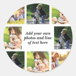 Make your own photo collage and text   classic round sticker