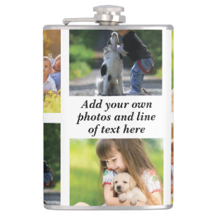 Make your own photo collage and text hip flask