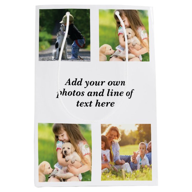 Make your own photo collage and text   medium gift bag (Front)
