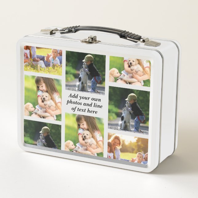 Make your own photo collage and text  metal lunch box (Front)