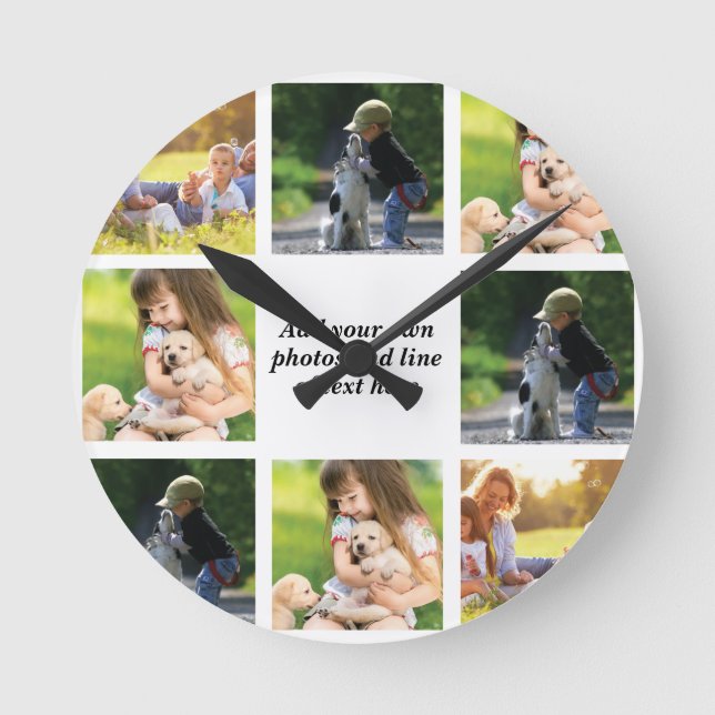 Make your own photo collage and text  round clock (Front)