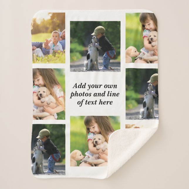 Make your own photo collage and text   sherpa blanket (Front)