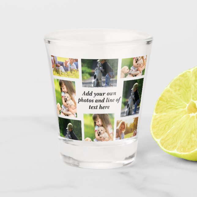 Make your own photo collage and text   shot glass (Front)