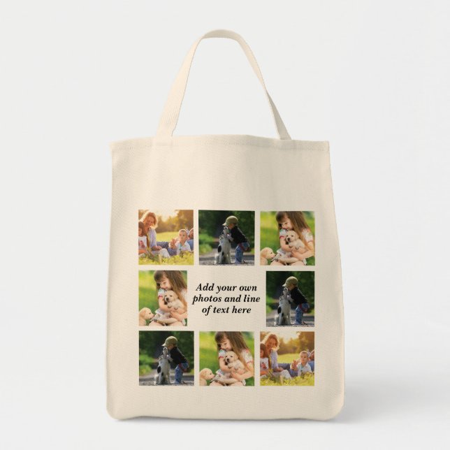Make your own photo collage and text   tote bag (Front)