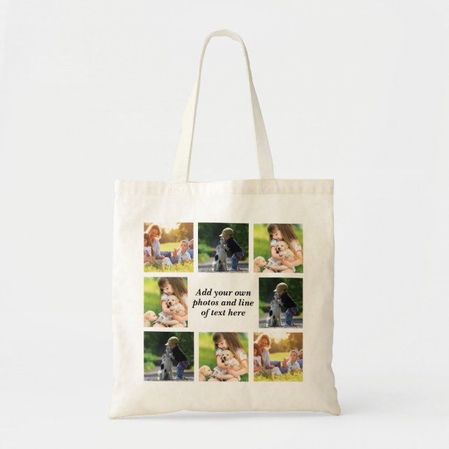 Make your own photo collage and text   tote bag (Front)