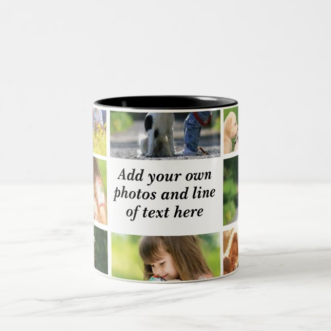 Make your own photo collage and text   Two-Tone coffee mug (Center)