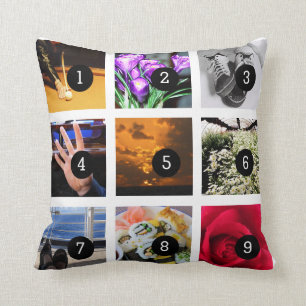 Make Your Own Photo collage with 9 images Cushion