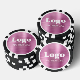 Make Your Own Pink Metallic Style Business Logo Poker Chips