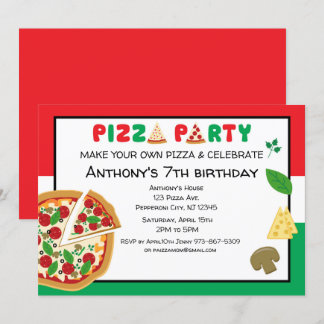 Make Your Own Pizza Birthday Party Invitation