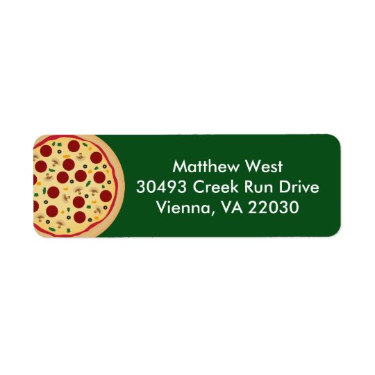 Make Your Own Pizza Birthday Party Return Address Label