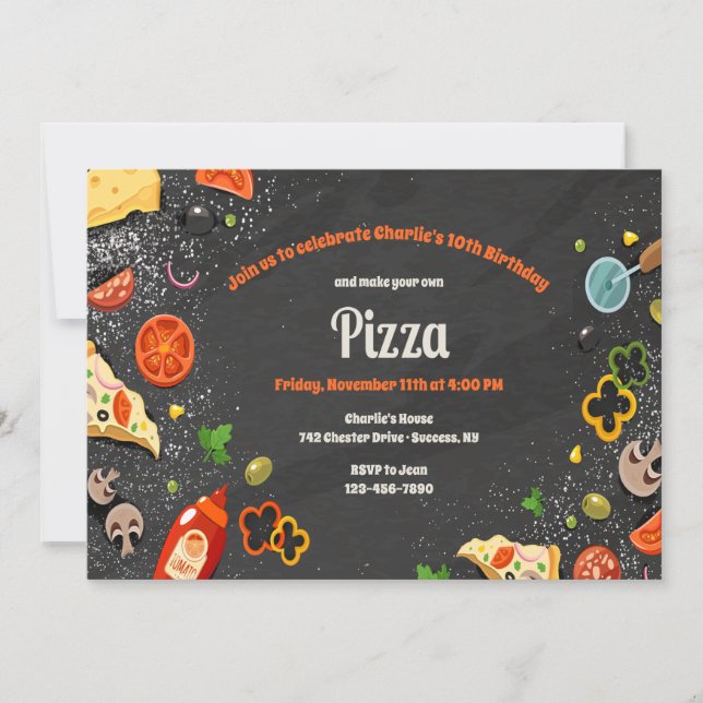 Make Your Own Pizza Party Invitation (Front)