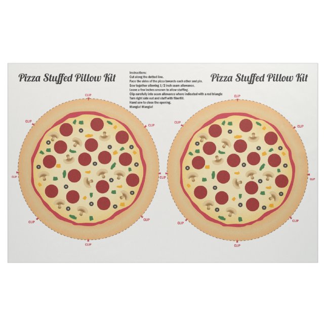 Make Your Own Pizza Stuffed Pillow Fabric (Fat Quarter)