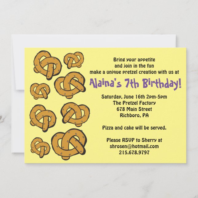 MAKE YOUR OWN PRETZEL Birthday Party Invitation (Front)