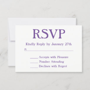 Make Your Own Purple and White RSVP Card