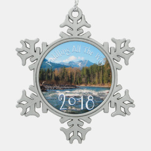 Make Your Own River Photo Snowflake Pewter Christmas Ornament