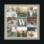Make Your Own Rustic Wedding Instagram Collage Magnet<br><div class="desc">Display your favourite Rustic Wedding photos in this simple, elegant square photo grid design with burlap texture background. Suggested images include: blushing bride with bouquet and flower garland, couple in wedding dress kissing on a park bench at sunset or in a field with wild grass or wildflowers, groom with wedding...</div>