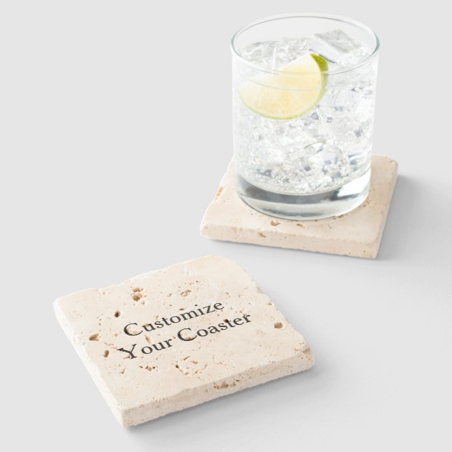 Make Your Own Simple  Travertine Stone Coaster (Side)