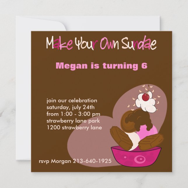 Make Your Own Sundae Birthday Invitation (Front)