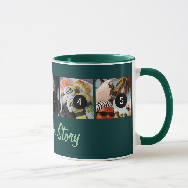 Make Your Own Tell Your Photo Story 5 images Teal Mug (Right)