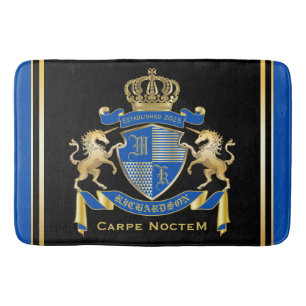 Make Your Own Unicorn Coat of Arms Blue Emblem Bath Mat
