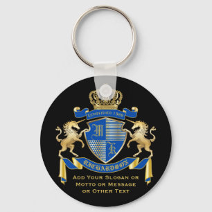 Make Your Own Unicorn Coat of Arms Blue Emblem Key Ring