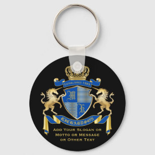 Make Your Own Unicorn Coat of Arms Blue Emblem Key Ring
