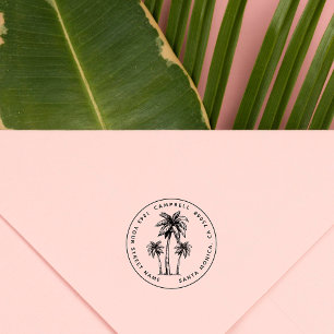 Make Your Own Vintage Palm Trees Custom Address Self-inking Stamp