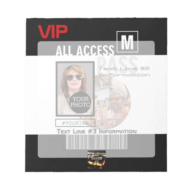 Make Your Own VIP Pass 8 ways to Personalise Notepad (Front)