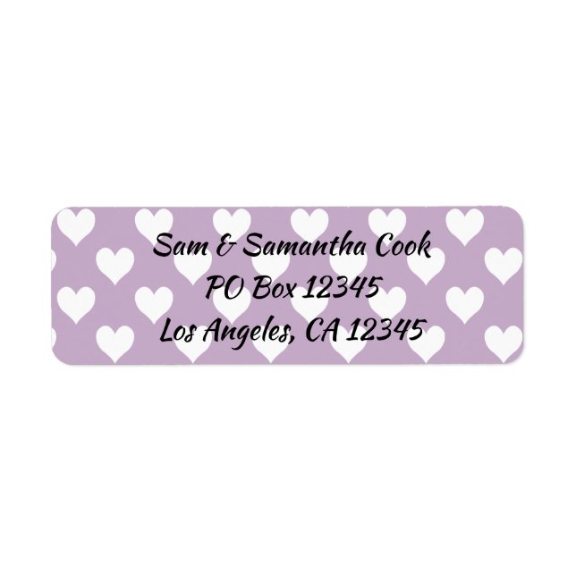 Make Your Own White Heart Pattern Return Address Label (Front)