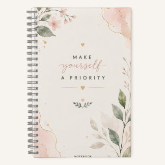 Make Yourself a Priority Floral Botanical Notebook