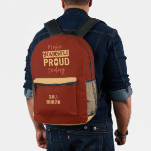 “Make Yourself Proud” custom name Printed Backpack